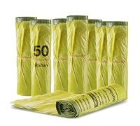 BigDean Lot de 50 rouleaux de sacs jaunes en polyéthylène haute densité Jaune 90 l
