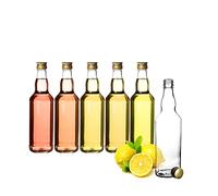 BigDean Lot de 6 bouteilles en verre de 500 ml avec bouchon à vis en or - Bouteilles à remplir de jus, liqueurs, lait et huile - Bouteilles à lait, jus de fruits, huile