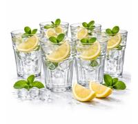 BigDean Lot de 6 verres à eau de 350 ml - Verres à eau robustes en verre transparent - Verres à jus modernes et verres à cocktail pour eau, boissons gazeuses, jus et café glacé - Idéal également comme