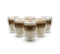 BigDean Lot de 6 verres à latte macchiato à double paroi en verre borosilicate de 300 ml - Verres à café à double paroi - Verres à cappuccino