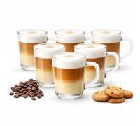 BigDean Lot de 6 verres à latte macchiato avec anse, 230 ml, transparents