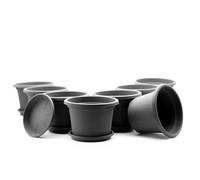 BigDean Lot de 8 pots de fleurs ronds avec soucoupe, diamètre : 40 cm, anthracite, résistants aux intempéries, fabriqués en Europe