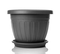 BigDean Pot de fleurs rond de 50 cm avec soucoupe - Couleur anthracite