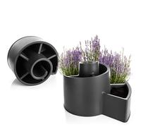 BigDean Spirale d'herbes en plastique anthracite - 55,5 x 34 cm - Escargot d'herbes - Escalier de fleurs avec 6 compartiments à planter - Pot rond - Pour extérieur