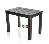 BigDean Table d'appoint de jardin noire - Table de camping résistante aux intempéries pour l'intérieur et l'extérieur - Table à manger en plastique Table de jardin Table de balcon - Fabriquée en