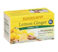 Bigelow Lemon Ginger Herb Plus Probiotics Tea - Caffeine Free - 18 Individually Wrapped Tea Bags by Bigelow Tea