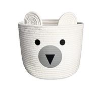 Bigepige Paniers De Rangement BéBé, Coton Panier Corbeille A Linge, Boite De Rangement Jouet Enfant, Joli Panier à Linge Pour Enfants Et BéBés, Decoration Chambre, Ours Blanc(28 x 24 cm)