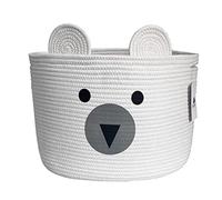 Bigepige Paniers De Rangement BéBé, Coton Panier Corbeille A Linge, Boite De Rangement Jouet Enfant, Joli Panier à Linge Pour Enfants Et BéBés, Chambre, Ours Blanc
