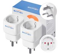 Bigfish Adaptateur Prise Inde 2 Pièces, Adaptateur de Voyage France vers Inde, Adaptateur de Voyage Type D - Europe vers Inde, Népal, Sri Lanka (partiellement) - Blanc