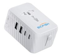 Bigfish Adaptateur Prise Universelle Voyage, Adaptateur Universel de Voyage avec 2 USB et 2 USB C, Adaptateur Voyage Prise Anglaise USA Japon Australie Thailande, avec Fusible Réarmable 10A Intégré