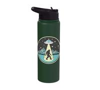 Bigfoot Abduction! Vintage Sasquatch & UFO Alien Graphic Stainless Steel Insulated Water Bottle