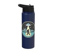 Bigfoot Abduction! Vintage Sasquatch & UFO Alien Graphic Stainless Steel Insulated Water Bottle