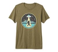 Bigfoot Abduction! Vintage Sasquatch & UFO Alien Graphic T-Shirt Haut de Gamme