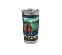Bigfoot Alien Campfire Appuyez sur Start To Camp Funny Retro Gobelet isotherme en acier inoxydable double paroi