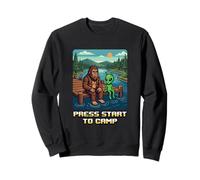 Bigfoot Alien Campfire Appuyez sur Start to Camp Funny Retro Sweatshirt