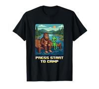 Bigfoot Alien Campfire Appuyez sur Start to Camp Funny Retro T-Shirt