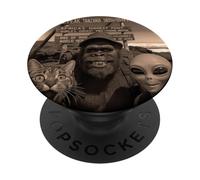 Bigfoot Alien Cat Funny Selfie Randonnée Squad Tanzanie Safari PopSockets PopGrip Adhésif