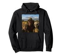 Bigfoot Alien Cat Funny Selfie Randonnée Squad Tanzanie Safari Sweat à Capuche