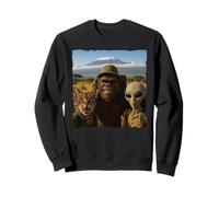 Bigfoot Alien Cat Funny Selfie Randonnée Squad Tanzanie Safari Sweatshirt