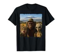 Bigfoot Alien Cat Funny Selfie Randonnée Squad Tanzanie Safari T-Shirt