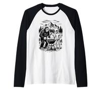 Bigfoot and Alien BBQ UFO Grillade Pique-Nique Manche Raglan