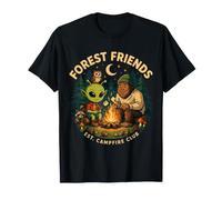 Bigfoot and Alien Campfire Forest Friends Adventure T-Shirt