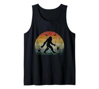 Bigfoot Attrape-pêche rétro Coucher de soleil Sasquatch Bass Débardeur