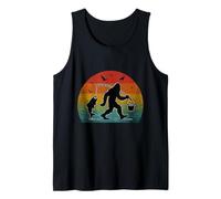 Bigfoot Attrape-pêche rétro Coucher de soleil Sasquatch Bass Débardeur