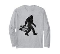 Bigfoot Boom Box Radio Silhouette Graphique rétro Manche Longue