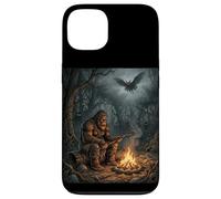 Bigfoot Campfire Scène Nocturne de forêt cryptide Coque pour iPhone 13