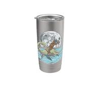 Bigfoot chevauchant des créatures cryptozoologiques lunaires du Loch Ness Gobelet isotherme en acier inoxydable double paroi