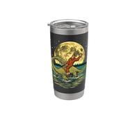Bigfoot chevauchant des créatures cryptozoologiques lunaires du Loch Ness Gobelet isotherme en acier inoxydable double paroi