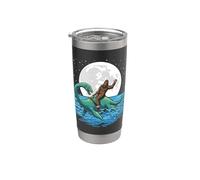 Bigfoot chevauchant des créatures cryptozoologiques lunaires du Loch Ness Gobelet isotherme en acier inoxydable double paroi