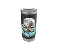 Bigfoot chevauchant des créatures cryptozoologiques lunaires du Loch Ness Gobelet isotherme en acier inoxydable double paroi
