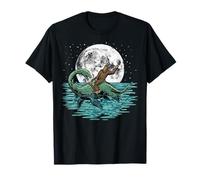 Bigfoot chevauchant Le Loch Ness Monster Moon Sasquatch Nessie T-Shirt