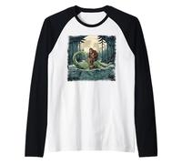 Bigfoot chevauchant Le Monstre du Loch Ness au Clair de Lune sur Le lac Cryptid Manche Raglan
