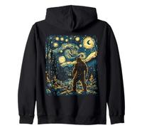 Bigfoot dans la nuit de la forêt étoilée inspirée de l'art Van Gogh Sweat à Capuche