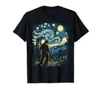 Bigfoot dans la nuit de la forêt étoilée inspirée de l'art Van Gogh T-Shirt