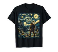 Bigfoot dans la nuit de la forêt étoilée inspirée de l'art Van Gogh T-Shirt