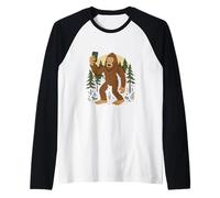 Bigfoot dans une forêt, selfie, Good Morning Manche Raglan