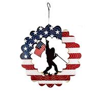 Bigfoot Éolienne en métal drôle Bigfoot Cadeaux Sasquatch pour Homme et Femme 30,5 cm Décoration de Jardin à Suspendre pour l'extérieur Bigfoot Drapeau Américain Décoration extérieure pour Jardin,