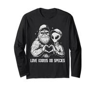 Bigfoot et Alien Besties Funny Cryptid UFO Friendship Manche Longue