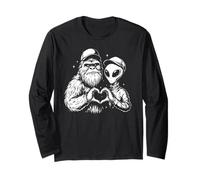 Bigfoot et Alien Font des Mains en Forme de cœur Une amitié cryptide Amusante Manche Longue