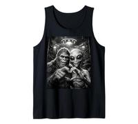 Bigfoot et Alien Heart Gesture Funny UFO Friends Débardeur