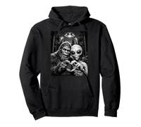 Bigfoot et Alien Heart Gesture Funny UFO Friends Sweat à Capuche