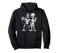 Bigfoot et Alien Rock on Hand Panneau de Dessin animé Sweat à Capuche