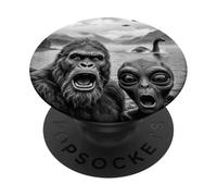 Bigfoot et Alien Selfie avec Le Monstre du Loch Ness UFO PopSockets PopGrip Adhésif