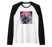 Bigfoot et Ninja Alien Vintage Japonais Samouraï Ukiyo-E Art Manche Raglan