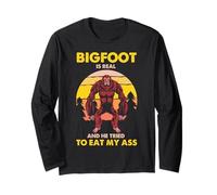 Bigfoot is Real Funny Encounter Sasquatch Humour Design Manche Longue