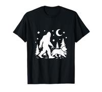 Bigfoot Marche avec Funny Newfie et Sasquatch de Terre-Neuve T-Shirt